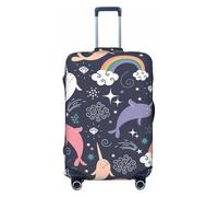 Wangxyozdp Custodia protettiva per bagagli da viaggio con stampa arcobaleno con animali marini e animali marini, 45-81 cm, Nero , XL