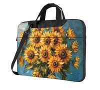 Wangxyozdp Dipinto ad olio Stampa Girasole Borsa a tracolla per computer portatile Messenger Bag Notebook con accessori Tasca 13/14/15.6 pollici, Nero , 13 inch