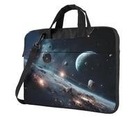 Wangxyozdp Galaxy Moon Space Print Borsa a tracolla per computer portatile, borsa messenger con tasca per accessori, 13/14/15,6 pollici, Nero , 14 inch