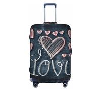 Wangxyozdp I Love You Parole con Cuori Stampa Bagagli Da Viaggio Bagaglio Valigia Copertura Protettiva Skin 45-81 Pollici Bagagli, Nero , XL