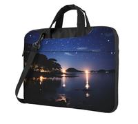 Wangxyozdp Sea and Tree in the night Borsa a tracolla per computer portatile con tasca per accessori da 13/14/15,6 pollici, Nero , 15.6 inch