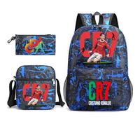 WANGYFAN #7 Zaino per Bambini Ronaldo 3 Pezzi, Zaini Scolastici Cartoon 3D da 17 pollici per Studenti delle Scuole Elementari e Medie, Regalo,A3