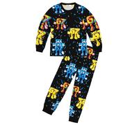 WANGYFAN Completo Camicia a Maniche Lunghe e Pantaloni da Ragazzo, Abbigliamento da casa Due Pezzi per Bambini,Black1,120cm