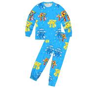 WANGYFAN Completo Camicia a Maniche Lunghe e Pantaloni da Ragazzo, Abbigliamento da casa Due Pezzi per Bambini,Blue1,130cm