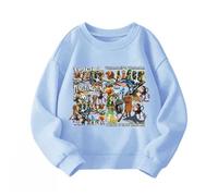 WANGYFAN Felpa a Maniche Lunghe da Bambino per Primavera e Autunno, con Stampa Cartoon Italiana e Brainrot Tralalero Tralala Tung Tung Tung Sahur,Blu,140cm