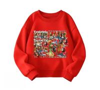 WANGYFAN Felpa a Maniche Lunghe da Bambino per Primavera e Autunno, con Stampa Cartoon Italiana e Brainrot Tralalero Tralala Tung Tung Tung Sahur,Rosso,120cm