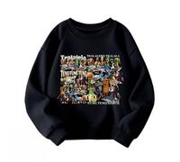 WANGYFAN Felpa a Maniche Lunghe da Bambino per Primavera e Autunno, con Stampa Cartoon Italiana e Brainrot Tralalero Tralala Tung Tung Tung Sahur,Nero,150cm