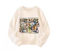 WANGYFAN Felpa a Maniche Lunghe da Bambino per Primavera e Autunno, con Stampa Cartoon Italiana e Brainrot Tralalero Tralala Tung Tung Tung Sahur,Beige,150cm