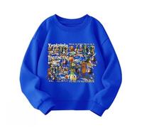 WANGYFAN Felpa a Maniche Lunghe da Bambino per Primavera e Autunno, con Stampa Cartoon Italiana e Brainrot Tralalero Tralala Tung Tung Tung Sahur,Dark Blue,130cm