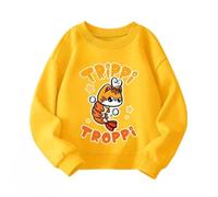 WANGYFAN Felpa Girocollo per Ragazzo e Ragazza, Top con Animali Italiani e Brainrot per Abbigliamento Bambini, Stagione Primavera/Autunno,Giallo,160cm