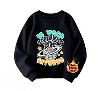 WANGYFAN Felpa per Bambino e Bambina con Fodera in Pile, Maglione con Animali Italiani e Brainrot, Top per Bambini, Caldo per l'inverno, Maglione a Girocollo,Nero,120cm