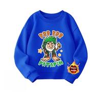 WANGYFAN Felpa per Bambino e Bambina con Fodera in Pile, Maglione con Animali Italiani e Brainrot, Top per Bambini, Caldo per l'inverno, Maglione a Girocollo,Blue2,140cm