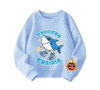 WANGYFAN Felpa per Bambino e Bambina con Fodera in Pile, Maglione con Animali Italiani e Brainrot, Top per Bambini, Caldo per l'inverno, Maglione a Girocollo,Blue1,140cm