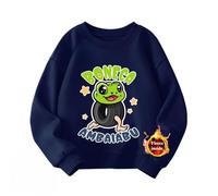 WANGYFAN Felpa per Bambino e Bambina con Fodera in Pile, Maglione con Animali Italiani e Brainrot, Top per Bambini, Caldo per l'inverno, Maglione a Girocollo,Blue3,110cm