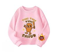 WANGYFAN Felpa per Bambino e Bambina con Fodera in Pile, Maglione con Animali Italiani e Brainrot, Top per Bambini, Caldo per l'inverno, Maglione a Girocollo,Rosa,150cm