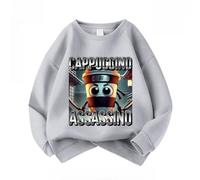 WANGYFAN Felpa Senza Cappuccio per Bambini in Cotone Italiano Cappuccino assaino per Ragazzi e Ragazze, Sportiva e Casual,Grigio,110cm