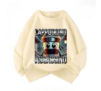 WANGYFAN Felpa Senza Cappuccio per Bambini in Cotone Italiano Cappuccino assaino per Ragazzi e Ragazze, Sportiva e Casual,Flesh,110cm