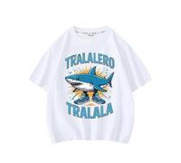 WANGYFAN Maglietta a Maniche Corte per Ragazzi, Stampa alla Moda Estiva per Bambini con Animali Italiani Tralalero Tralala,Bianca,120cm