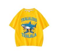 WANGYFAN Maglietta a Maniche Corte per Ragazzi, Stampa alla Moda Estiva per Bambini con Animali Italiani Tralalero Tralala,Giallo,110cm