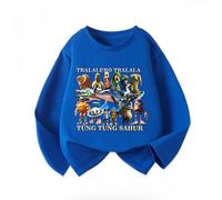 WANGYFAN Magliette a Maniche Lunghe Come Strato Base per Ragazzi e Ragazze, Maglie a Girocollo a Maniche Lunghe con Stampa di Animali dei Cartoni Animati Italiani,Blu,150cm