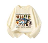 WANGYFAN Magliette a Maniche Lunghe Come Strato Base per Ragazzi e Ragazze, Maglie a Girocollo a Maniche Lunghe con Stampa di Animali dei Cartoni Animati Italiani,Flesh,110cm