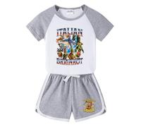 WANGYFAN Set Estivo da Ragazzo con Maglietta a Maniche Corte e Pantaloncini Stampa Cartone Animato Animali Italian Brainrot Maglietta per Bambini,Grigio,120cm