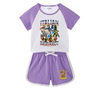 WANGYFAN Set Estivo da Ragazzo con Maglietta a Maniche Corte e Pantaloncini Stampa Cartone Animato Animali Italian Brainrot Maglietta per Bambini,Viola,140cm