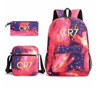 WANGYFAN Set zaino scolastico 3 pezzi per tifosi di calcio, zaino impermeabile con borsa a tracolla e astuccio, zaino resistente per l'uso quotidiano a scuola per adolescenti, regalo,C2