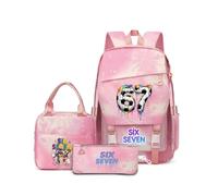 WANGYFAN Set zaino scolastico 3PCS 67 six seven MEME, zaino impermeabile con scatola per il pranzo e astuccio, zaino resistente per adolescenti,A9
