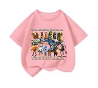 WANGYFAN T-Shirt da Bambini Girocollo Tralalelo Tralala Tung Tung Tung Sahur T-Shirt Animali Italiani e Brainrot Unisex Divertente a Maniche Corte,Rosa,150cm