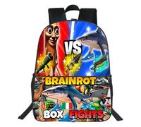 WANGYFAN Zaino leggero per ragazzi e ragazze, Italian e Brainrot Tung Tung Tung zaino impermeabile per bambini, Zaino scolastico con stampa 3D anime,F