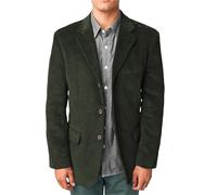 Wangyue - Giacca da uomo in corduroy, giacca casual da uomo, vintage, slim fit, a tre bottoni, con rever a spacco, giacca da abito, cappotto sportivo, Verde caccia., XL
