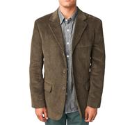 Wangyue Giacca da uomo in velluto a coste da uomo, stile casual, vintage, slim fit, con risvolto a tre bottoni, giacca sportiva, Marrone, L