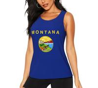 Wangyufen Canottiera sportiva da donna, con stampa con bandiera del Montana, schiena incrociata, per corsa, palestra, danza, nero, XL