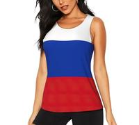 Wangyufen Canottiera sportiva da donna, con stampa con bandiera russa, incrociata, per corsa, palestra, danza, nero, XX-Large