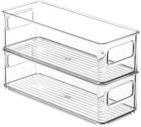 WANGZAIZAI Set di 2 contenitori per frigorifero, per cucina e dispensa, trasparenti (25,5 x 10 x 7,5 cm)