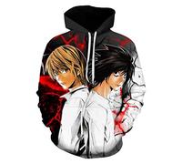 WANHONGYUE Anime Death Note Hoodie Felpe con Cappuccio Cosplay Costume 3D Stampare Hooded Pullover Sweatshirt Maglione 789/12 6XL