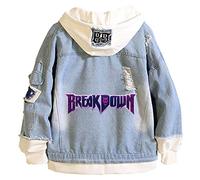 WANHONGYUE Anime JoJo’s Bizarre Adventure Denim Jacket Giacca in Jeans Uomo Donna Hoodie Felpa con Cappuccio Cosplay Giacchetta Sweatshirt Cappotto Blu/4 L