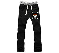 WANHONGYUE Anime One Piece Luffy Pantaloni Sportivi da Jogging Adulto Cosplay Sweat Pants Noos Lungo Trousers con Tasche Nero 5 XL