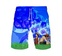 WANHONGYUE Anime One Piece Monkey D Luffy Pantaloncini da Spiaggia Uomo 3D Stampato Beach Board Shorts 1108/7 L