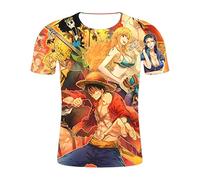 WANHONGYUE Anime One Piece Monkey D Luffy T-Shirt Adulto Cosplay 3D Stampato Maglietta Estate Manica Corta Pullover Top Camicia 5 XL