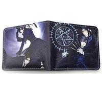 WANHONGYUE Cartoon Anime Portafoglio in Pelle Borsa Corta per Uomo Porta Carte di Credito con Cerniera Portamonete Black Butler/1