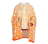 WANHONGYUE Demon Slayer Agatsuma Zenitsu Indossabile Coperta con Cappuccio, Anime Cosplay Mantello in Pile Hoodie Scialle Unisex, 100 * 160 cm