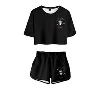 WANHONGYUE Kuromi Completo Maglietta e Pantaloncino per Donna Ragazze Cartoon Completi Sportivi Maniche Corte 2 Pezzi Estivo Tuta da Ginnastica, Colore/3, 3XS