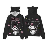 WANHONGYUE Kuromi Felpa con Cappuccio Stampa di 3D di Cartoon Hoodie Sweatshirt Carino Orecchie di Gatto Maglia Manica Lunga di Tuta per Donna Ragazza, Colore/1, XL