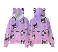 WANHONGYUE Kuromi Felpa con Cappuccio Stampa di 3D di Cartoon Hoodie Sweatshirt Carino Orecchie di Gatto Maglia Manica Lunga di Tuta per Donna Ragazza, Colore/13, XL