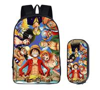 WANHONGYUE One Piece Anime Immagine Borsa da Scuola Studenti Backpack Cartella Sacchetto da Cancelleria Astuccio Zaino Set /9