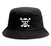 WANHONGYUE One Piece Monkey D Luffy Anime Bucket Hat Cappello da Pesca Tesa Larga UPF50 + Cappello da Sole Estivo Pieghevole Cappello Pescatore Nero/11