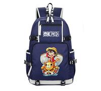 WANHONGYUE One Piece Monkey D Luffy Anime Laptop Backpack Borsa da Scuola Zaino Studente Zaini Quotidiano Viaggio Zainetto Blu-4