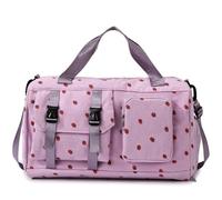 Waniki Borsa sportiva per bambini, con fragola, borsa da viaggio per ragazze, con scomparto per scarpe e scomparto bagnato, borsa da viaggio per bambini, borsa da viaggio per viaggi, fitness, sport